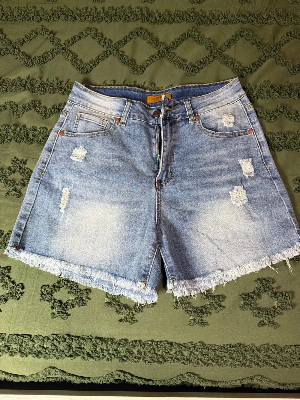 Judy Blue Light Blue Distressed High-Rise Denim Shorts